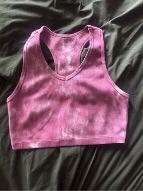 Pink tie dye Ribbed Racerback Crop Tank